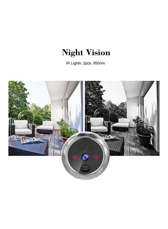 Digital Doorbell With Peephole Camera Silver/Black - Image 5