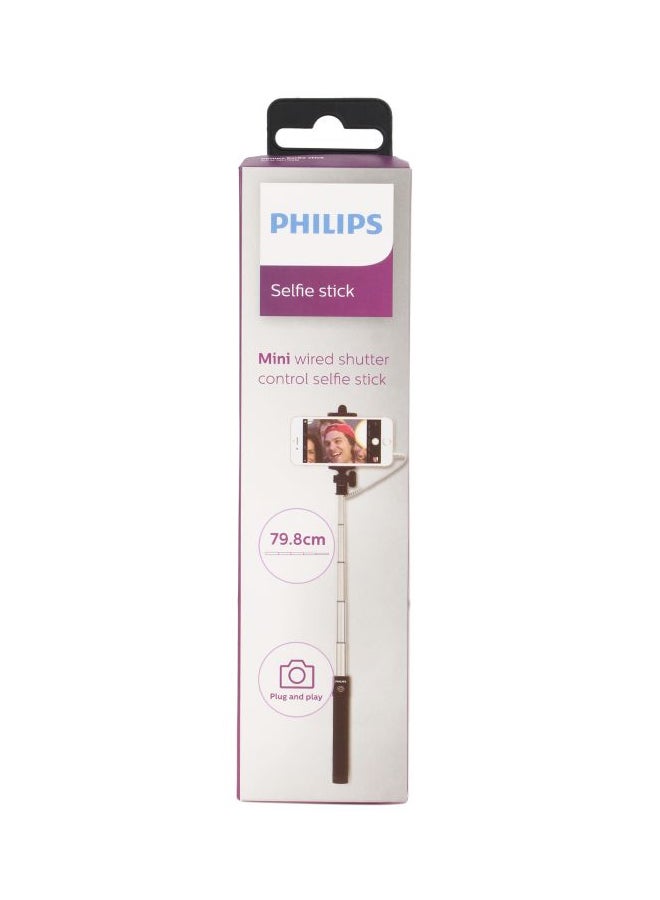 Philips - Mini Wired Shutter Control Selfie Stick Black - Image 1