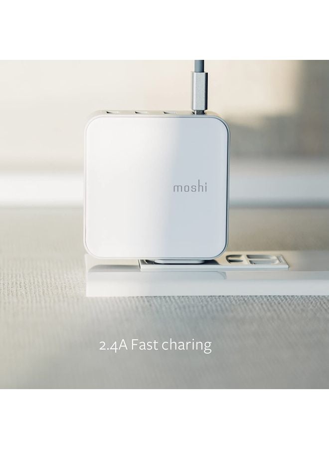 موشي شاحن جداري برو جيو بـ4 منافذ USB أبيض - Image 2