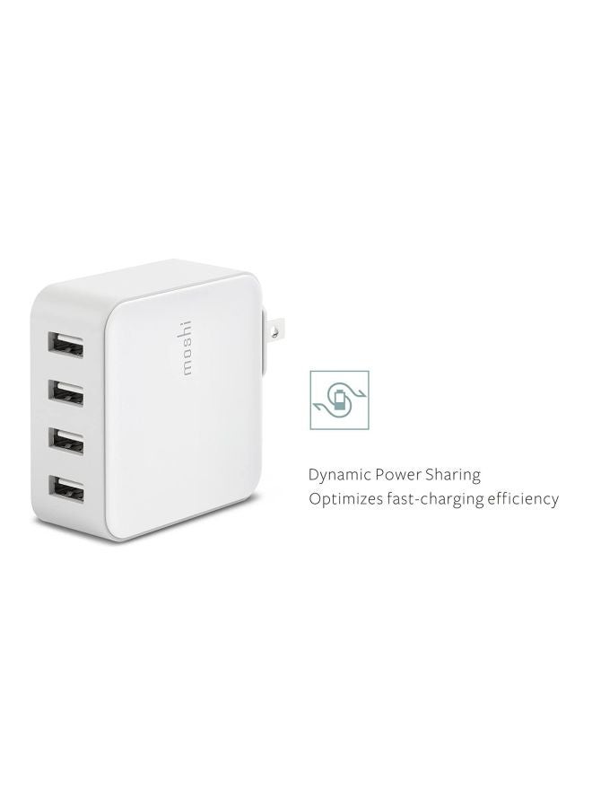 موشي شاحن جداري برو جيو بـ4 منافذ USB أبيض - Image 4