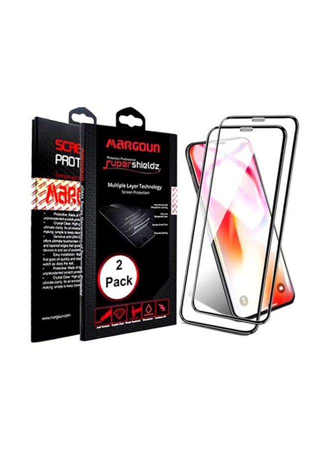مارجون طقم لاصقات حماية للشاشة بحافة 10D مكون من قطعتين لهاتف أبل آيفون XR أسود/شفاف - Image 2