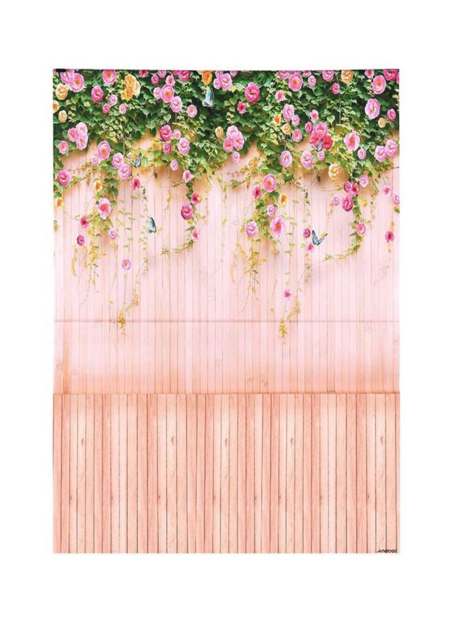 أندوير ستارة خلفية للتصوير الفوتوغرافي بنمط خشبت على هيئة زهور وردي/ أخضر/ أصفر - Image 2