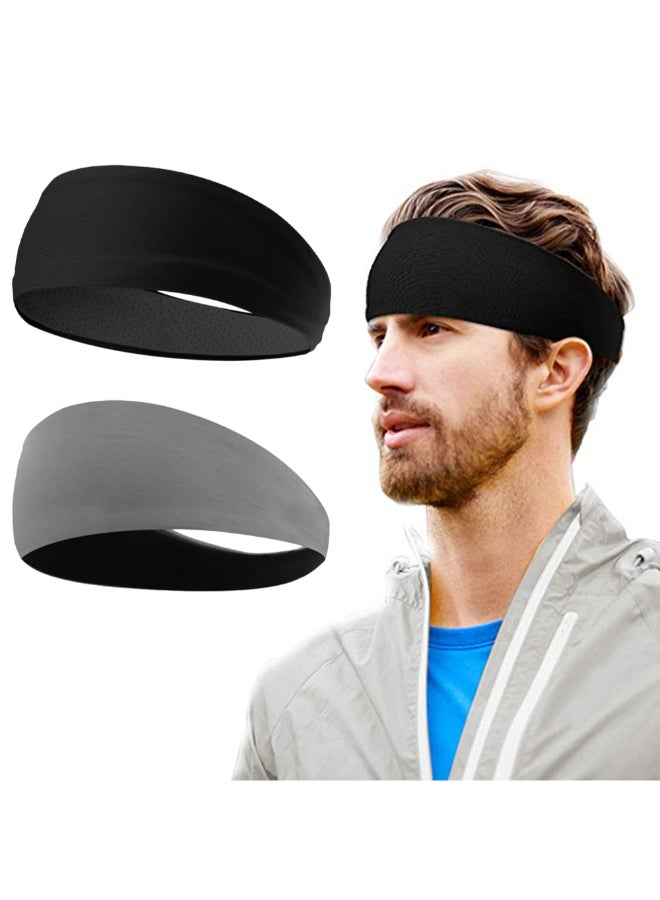 Generic Elastic Anti-Slip Sport Headband Black/Grey  - Image 1