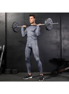 Generic 2-Piece Quick Dry Stretchable Bodycon Workout Leggings Set Black/Grey  - Image 5