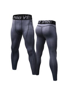 Generic 2-Piece Quick Dry Stretchable Bodycon Workout Leggings Set Black/Grey  - Image 3