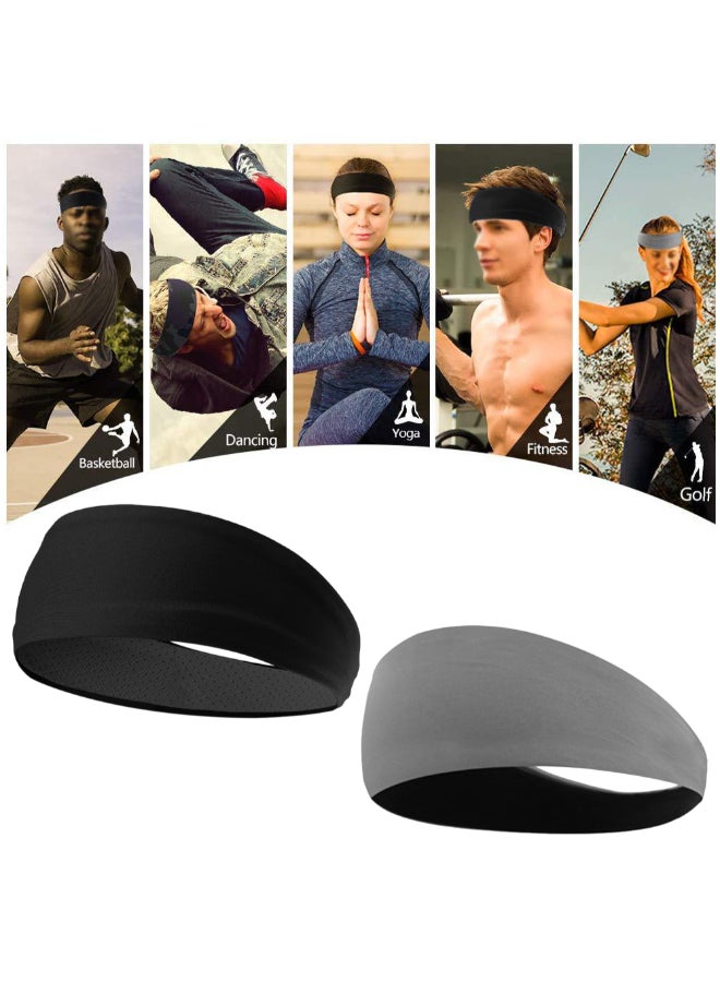Generic Elastic Anti-Slip Sport Headband Black/Grey  - Image 3