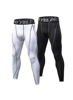 Generic 2-Piece Quick Dry Stretchable Bodycon Workout Leggings Set Black/White  - Image 1