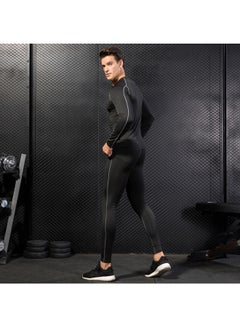 Generic 2-Piece Quick Dry Stretchable Bodycon Workout Leggings Set Black/White  - Image 3