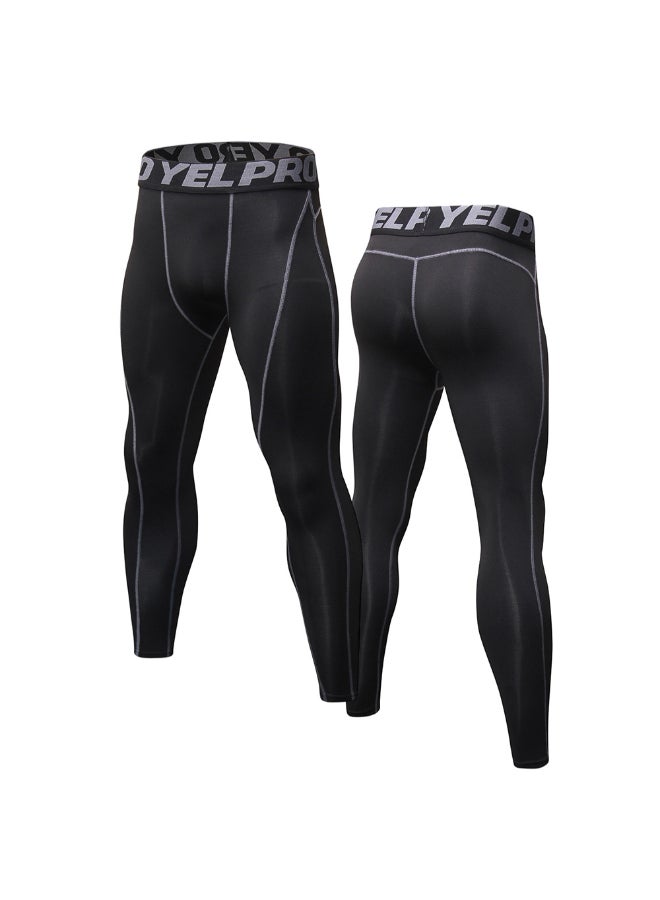 2-Piece Quick Dry Stretchable Bodycon Workout Leggings Set Black/White  - Image 2