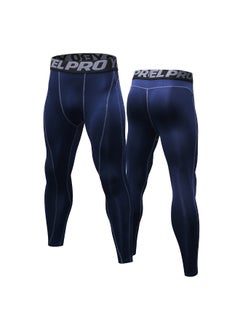 Generic 2-Piece Quick Dry Stretchable Bodycon Workout Leggings Set Black/Dark Blue  - Image 2