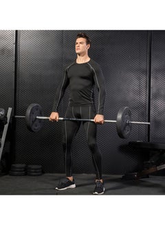 Generic 2-Piece Quick Dry Stretchable Bodycon Workout Leggings Set Black/White  - Image 4