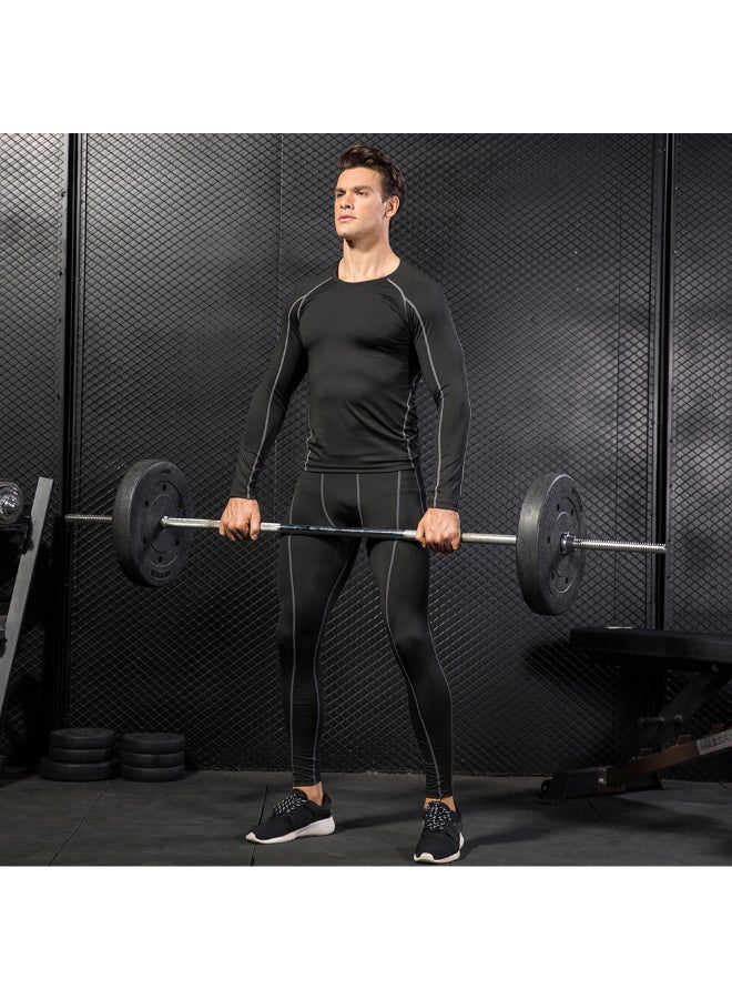 2-Piece Quick Dry Stretchable Bodycon Workout Leggings Set Black/White  - Image 4