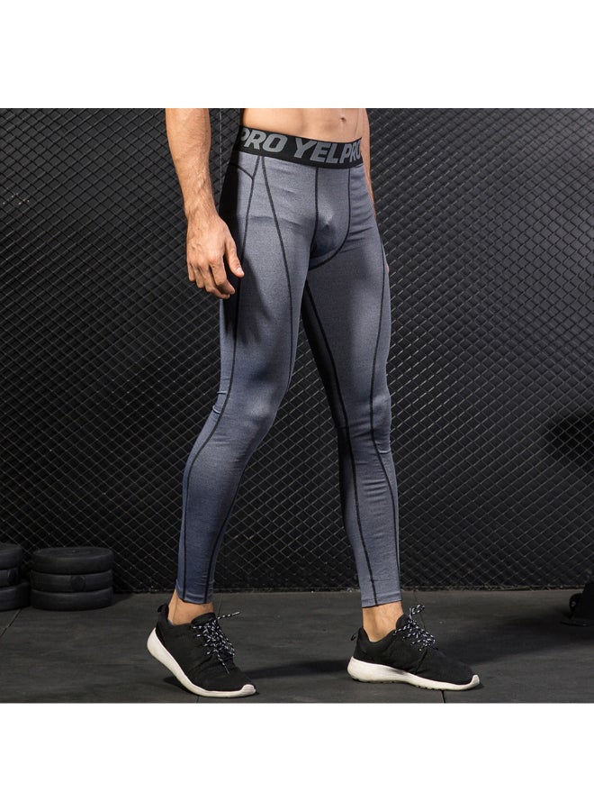2-Piece Quick Dry Stretchable Bodycon Workout Leggings Set Black/Grey  - Image 3