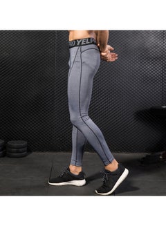 Generic 2-Piece Quick Dry Stretchable Bodycon Workout Leggings Set Black/Grey  - Image 4
