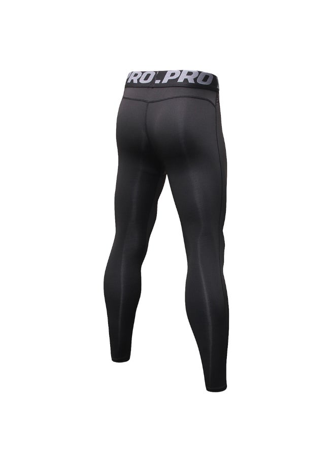 2-Piece Quick Dry Stretchable Bodycon Workout Leggings Set Black/Dark Blue - Image 3