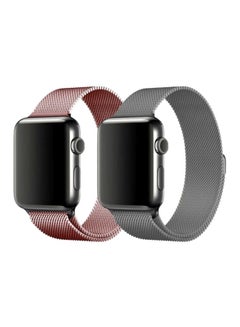 2-Piece Replacement Band For Apple Watch 42/44mm Rose Gold/Silver