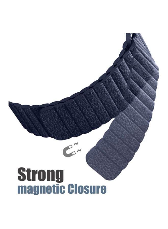 Ozone - Magnetic Leather Strap For Apple Watch 44Mm Series 4 / 42Mm Series 3 / 2 / 1 Dark Blue Dark Blue - Image 1