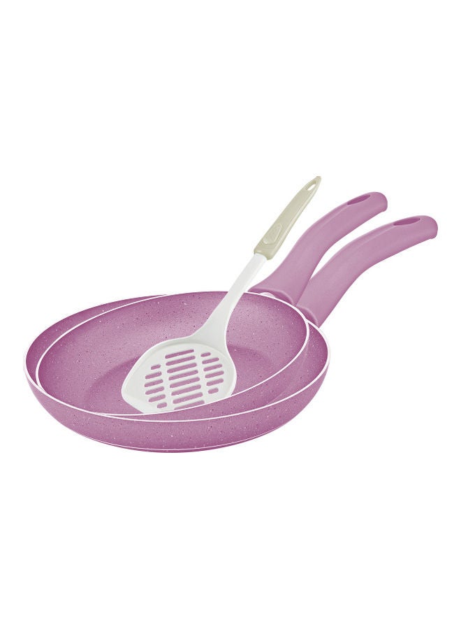 Homemaker 3-Piece Granitec Frypan With Spatula Purple 24+28cm