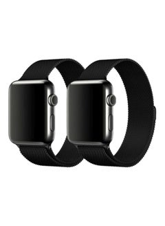 2-Piece Replacement Band For Apple Watch 42/44mm Black