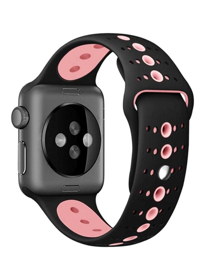 LNKOO Replacement Band For Apple Watch Series 1/2/3/4 Black/Pink - Image 2
