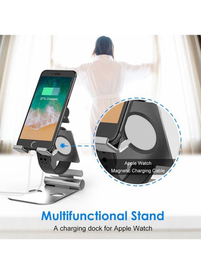Jetech Multi-Angle Foldable Holder Alluminum Stand For Smartphones Apple Watch Silver  - Image 3
