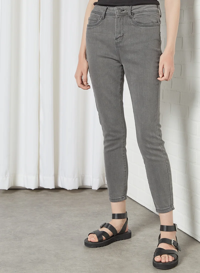NOISY MAY Ankle Length Jeans Medium Grey Denim