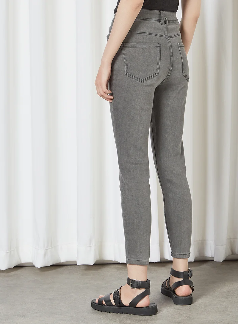 NOISY MAY Ankle Length Jeans Medium Grey Denim