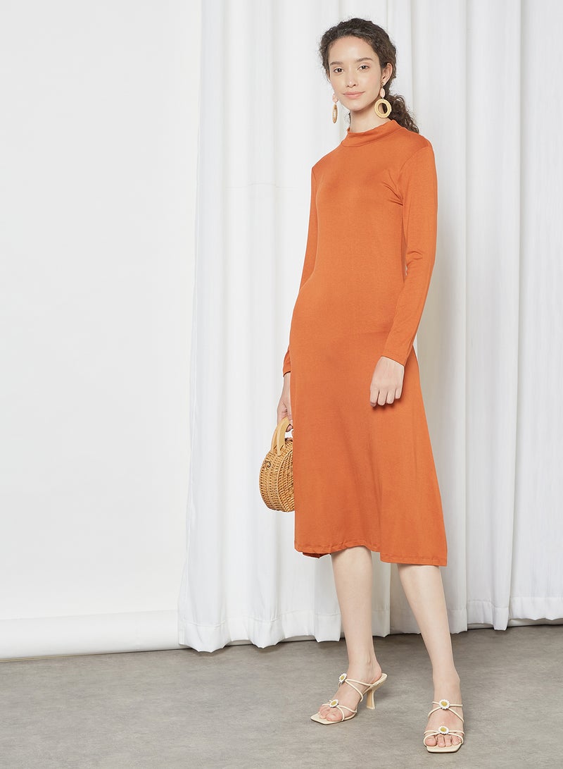 trendyol - Asymmetric Hem Dress Cinnamon - Image 1