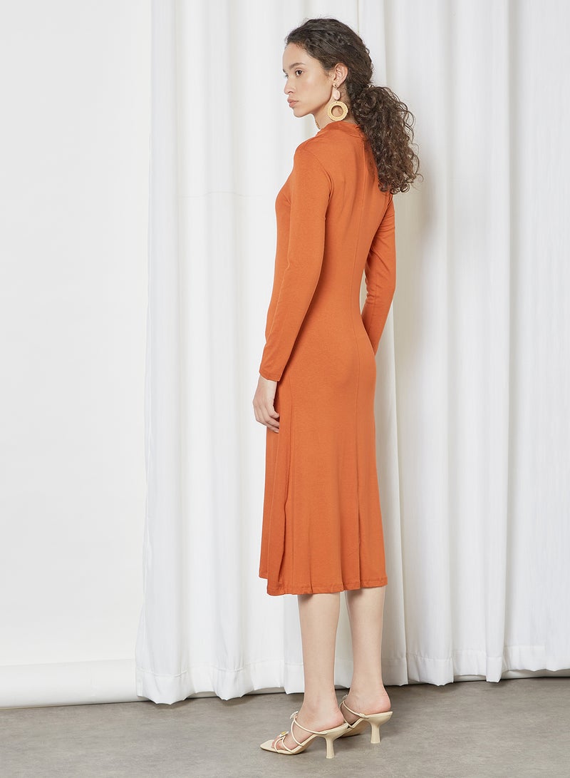 trendyol - Asymmetric Hem Dress Cinnamon - Image 1
