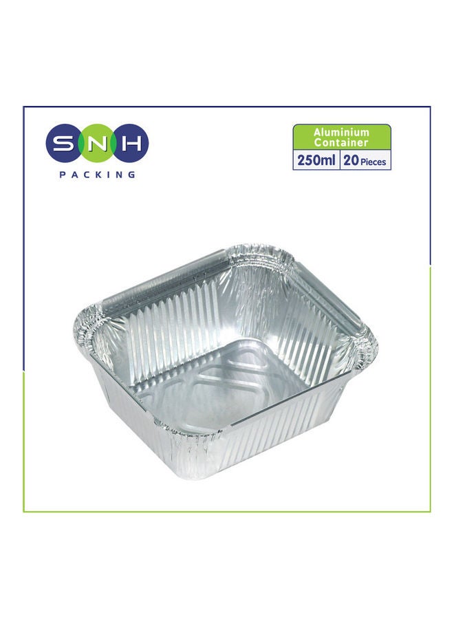 20-Piece Disposable Rectangle Containers With Lids Silver 125.6grams - Image 2