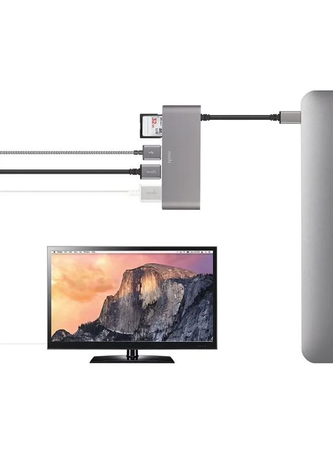 Moshi 3-In-1 USB-C To Multiport Adapter Grey