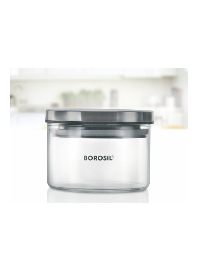 BOROSIL Glass Storage Jar With Lid Clear/silver 300ml  - Image 1