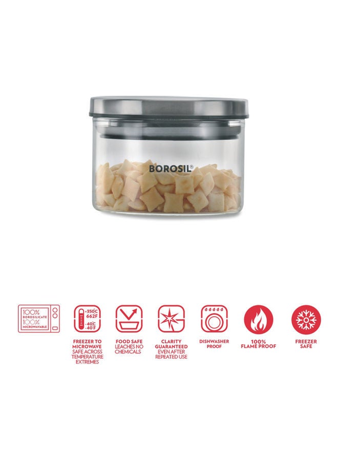 BOROSIL Glass Storage Jar With Lid Clear/silver 300ml  - Image 3