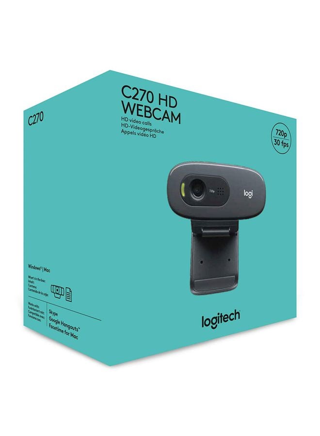 Logitech - C270 HD Laptop And Desktop Webcam Black - Image 1