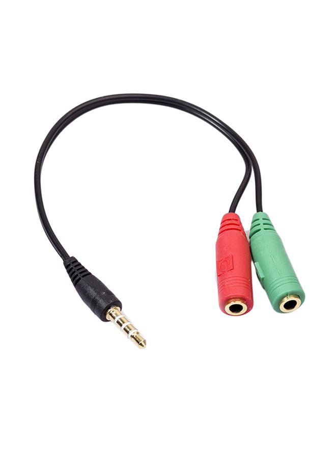 Voberry Stereo Audio Male To 2 Female Headset Mic Y Splitter Cable Adapter Black/Red/Green - Image 1