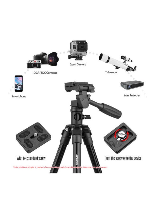 أندوير حامل كاميرا فيديو احترافي ثلاثي للكاميرات الرقمية ذات العدسة الأحادية العاكسة أسود - Image 4