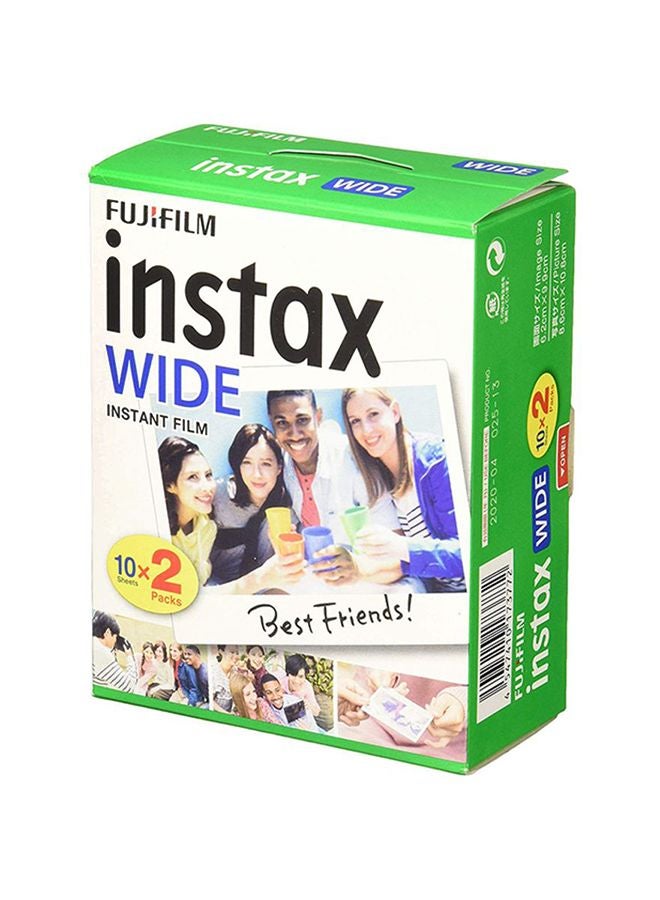 FUJIFILM Pack Of 20 Sheet Instax Wide Instant Film 10.6x8.4cm White  - Image 1