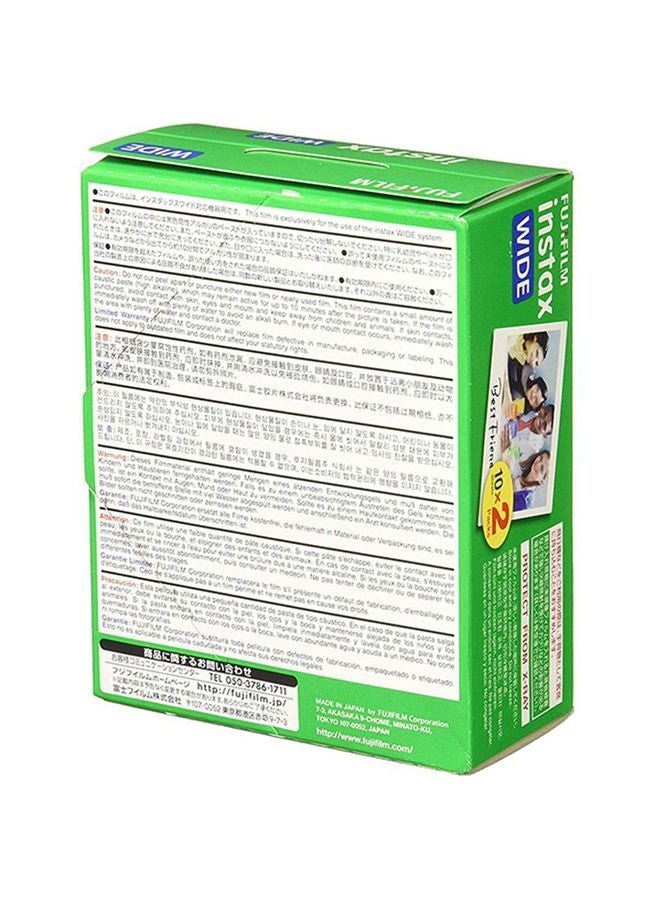 FUJIFILM Pack Of 20 Sheet Instax Wide Instant Film 10.6x8.4cm White  - Image 2