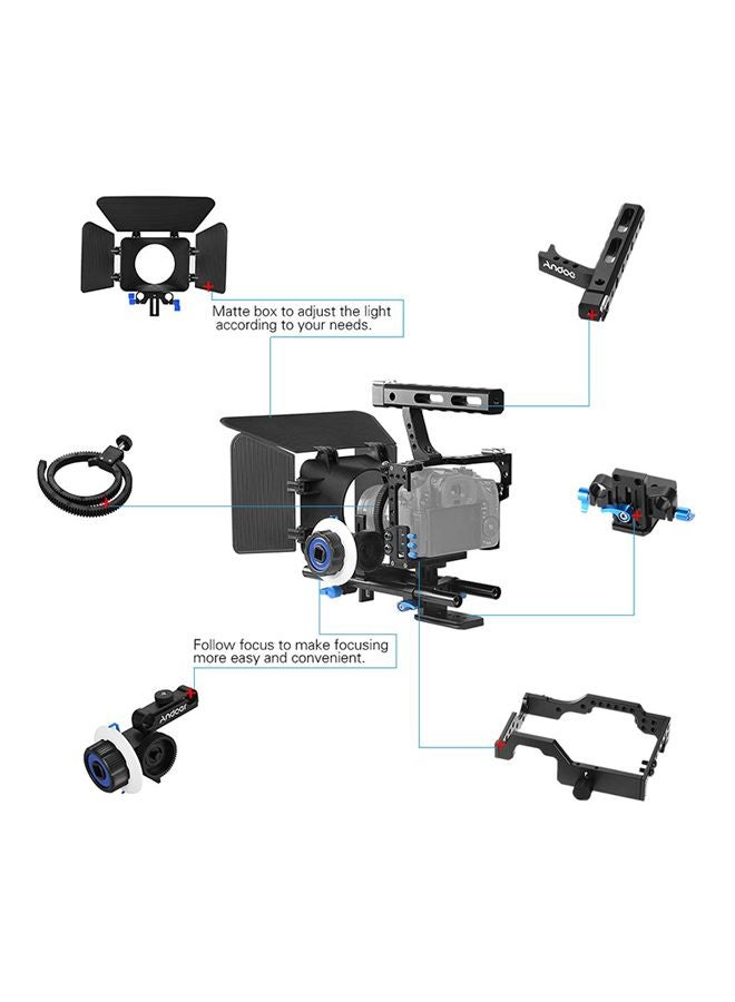 ANDOER - Camera Camcorder Video Cage Rig Kit For Panasonic GH4 Black/Blue - Image 1