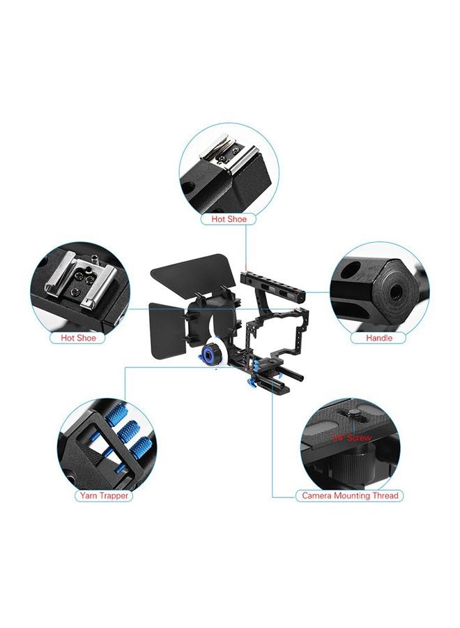 ANDOER - Camera Camcorder Video Cage Rig Kit For Panasonic GH4 Black/Blue - Image 1