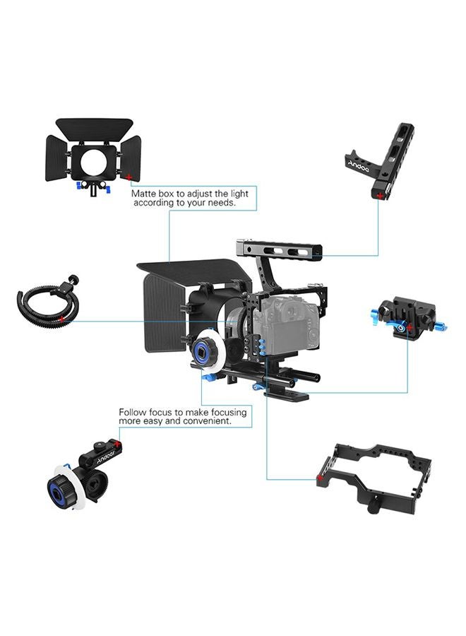 ANDOER - Camera Camcorder Video Cage Rig Kit For Panasonic GH4 Black/Blue - Image 1