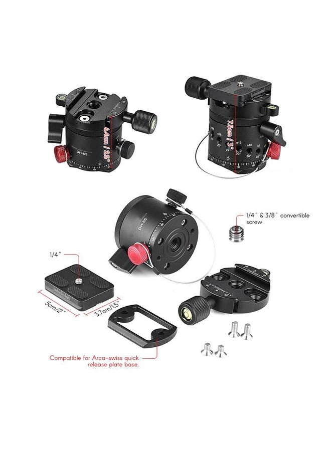 ANDOER Indexing Rotator HDR Panoramic Ball Head With ¼ Inch Quick Release Plate Bubble Level Bag For Camera Tripod Black/Red  - Image 4