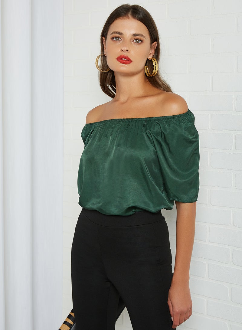 Aila Off-Shoulder Top Green  - Image 1