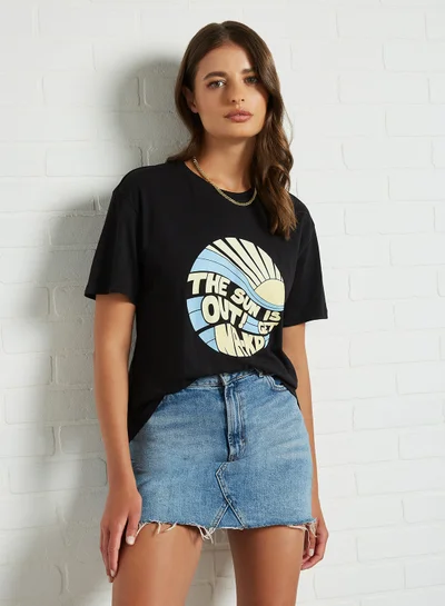 NA-KD Graphic Printed T-Shirt Black