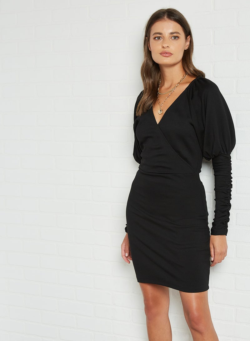 NA-KD - V Neck Midi Dress Black - Image 1