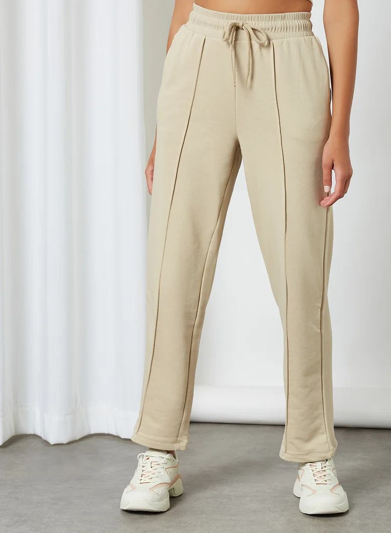 NA-KD Drawstring Elastic Sweatpants Beige