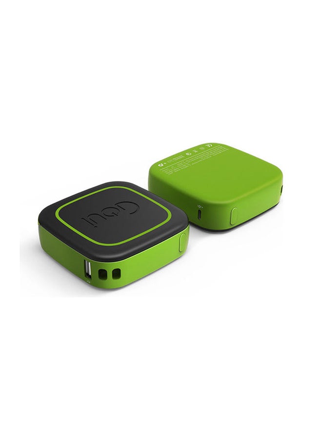 Goui - Cube Wireless Power Bank – Fast Charging with Qualcomm QC3.0 & PD Technology, 18W Type-C Output, 10W Wireless Charging, Includes 30cm Cable - Black/Green - Image 1