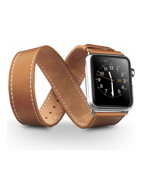 Leather Replacement Watch Band Strap For iWatch Series 3/2/1 Brown