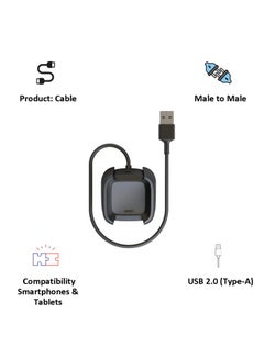 Fitbit USB Charging Cable For Fitbit Versa 1.3meter Black/Silver  - Image 3