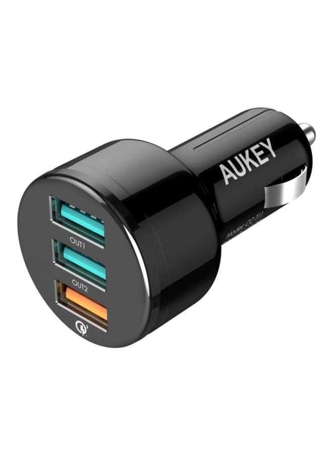Aukey Car Charger With Quick Charge 3.0 Port And 2 AiPower Adaptive Charging Ports - Image 1